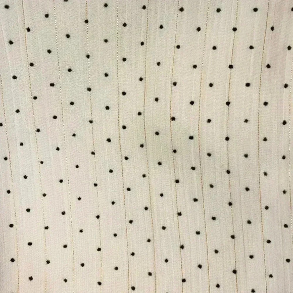 Waverly Grey Cold Shoulder Top Small Polka Dot Golden Stripe Peplum - Picture 9 of 10